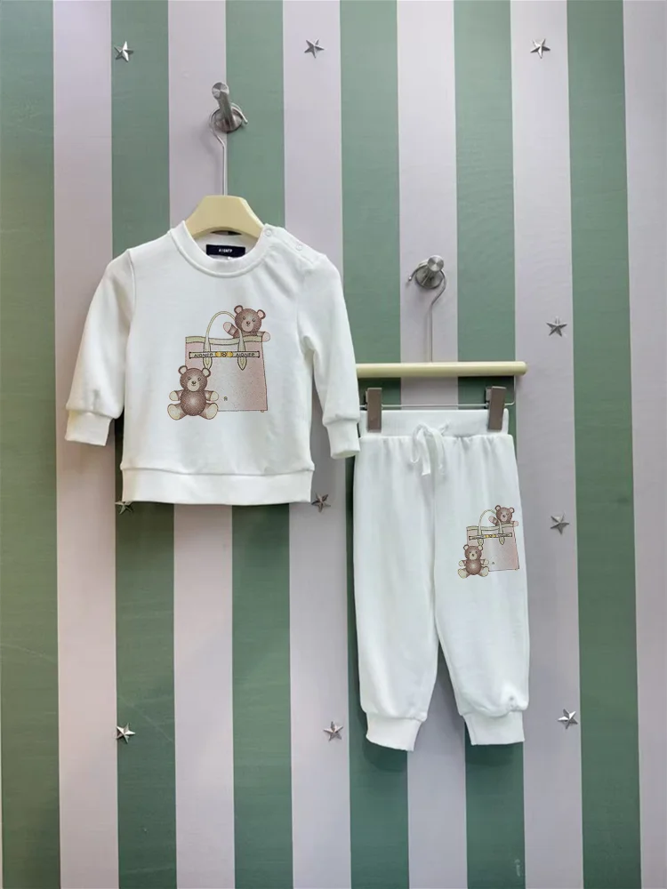 Newborn Winter clothing Fun prints sweatshirt Set Baby pullover casual Cute Toddler sweater cartoon bear trousers Infant Outfits