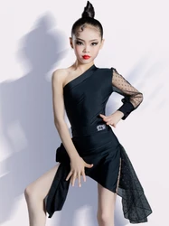 Tango Rumba Latin Dance Costumes Girls Split Stage Dance Dress Clothes Training Exercise Competition Table Performance Clothing