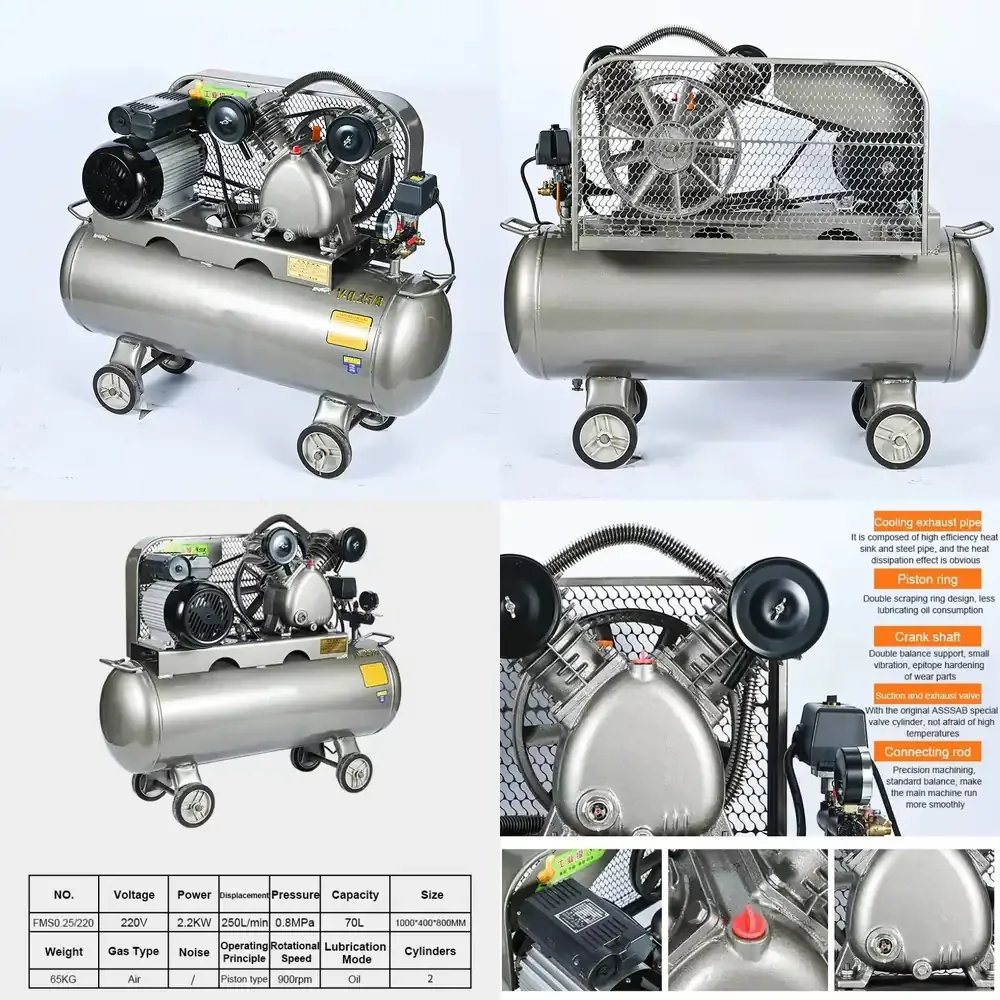 

Dongguan 8MPa Double Cylinder Belt Air Compressor for Industrial Use 220V Piston Air Compressor for Workshop Factory
