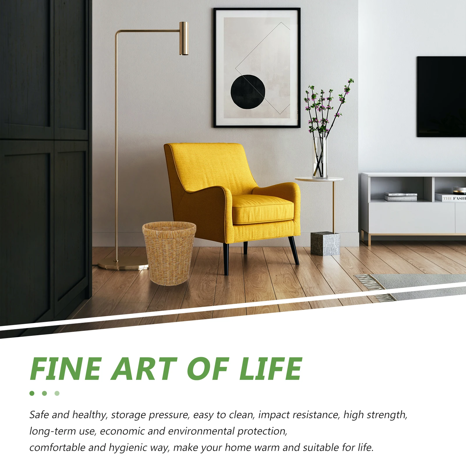 

Trash Basket Versatile Plastic Woven Kitchen Bathroom Bedroom Storage ganizer Rattan Style Waste Bin Garbage Can Toy Holder