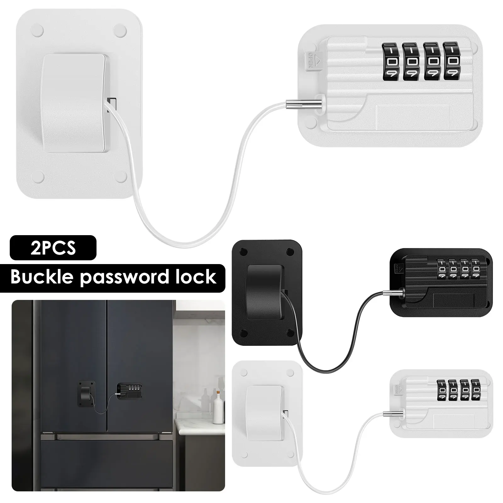 

2Pcs Refrigerator Locks Child Proof Fridge Lock with Password Self Adhesive Cabinet Locks Drill-Free Refrigerator Door Lock