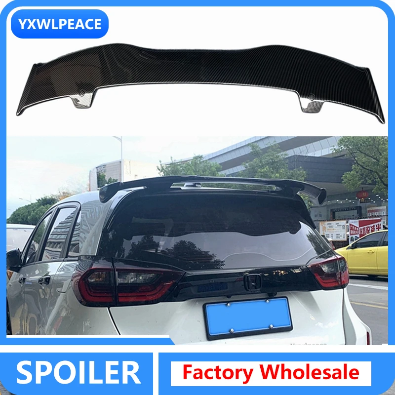 

ABS Gloss Black/Carbon Fiber Look Rear Roof Spoiler Trunk Wing Auto Parts Accessories For Honda Fit Jazz 2020 2021