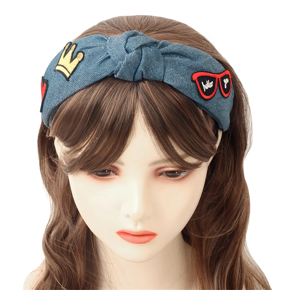 Fabric Casual Denim Hair Band Korean Fashion Wild Women Hair Accessories For Girls Fabric Personality Dance Party Headband