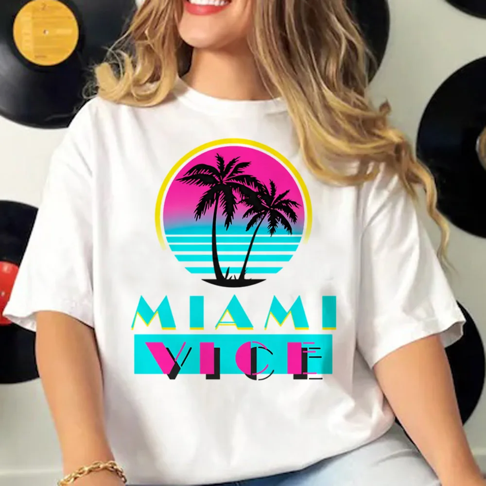 Miami Vice t-shirts women comic Japanese harajuku Tee female anime designer harajuku clothes