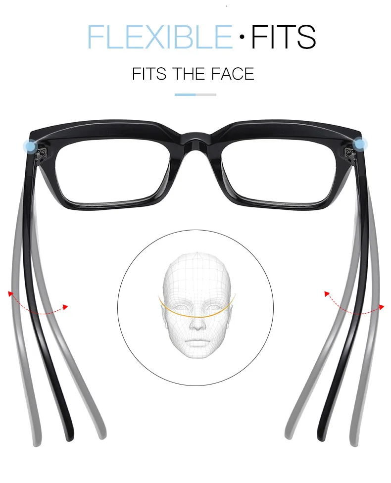 Classic Anti Blue Light Eyeglasses for Men Women Trendy Square Glasses Frame Optical Prescription Customize Reading Glasses