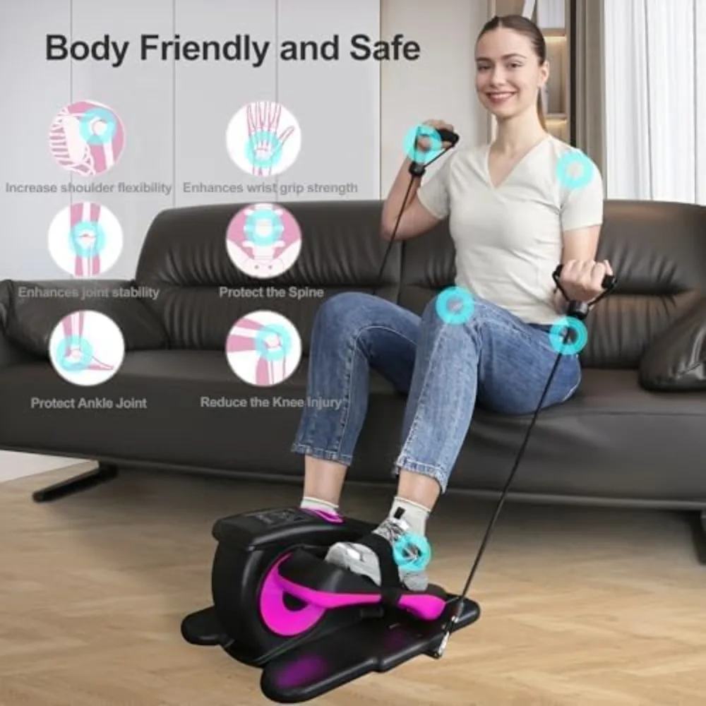 Sob a mesa elíptica, exercitador de perna elíptico de 12 velocidades, mini assento elétrico, exercitador de pedal de controle remoto