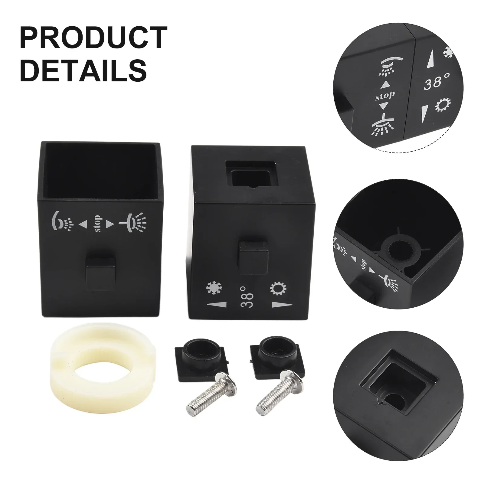 1 Pair Square Shower Temperature Control Handle Knob Black Thermostatic Handle Bath Shower Mixer Bathroom Fixture Hot Sale