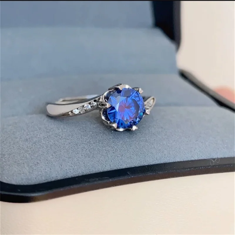 

New Blue Zircon Ring, 925 Silver Ring, Simple and Fashionable, Gift for Friends