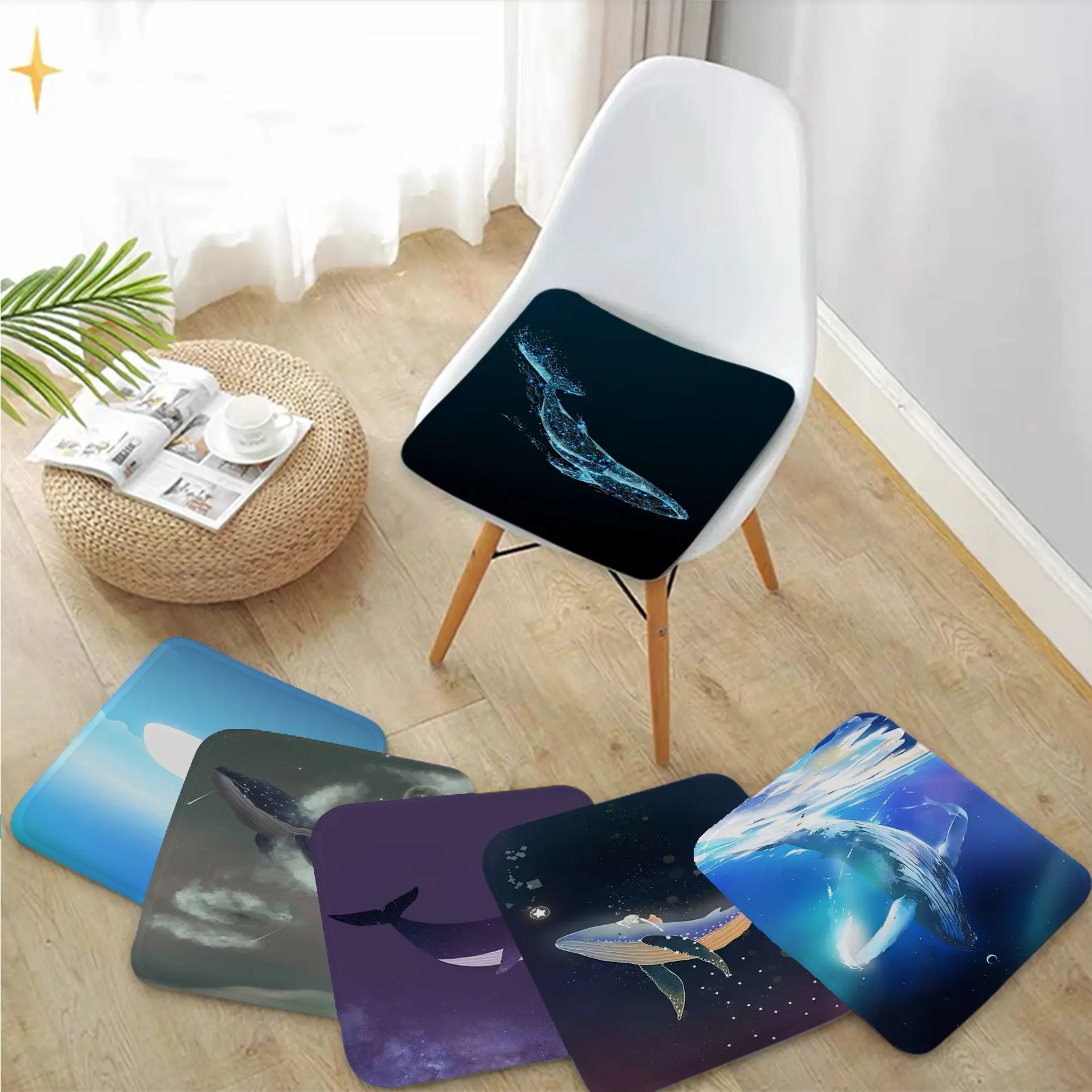 Anime Whale Creative Meditation Cushion Stool Pad Dining Chair Tatami Seat Cushion Anti-Slip Outdoor Garden Cushions