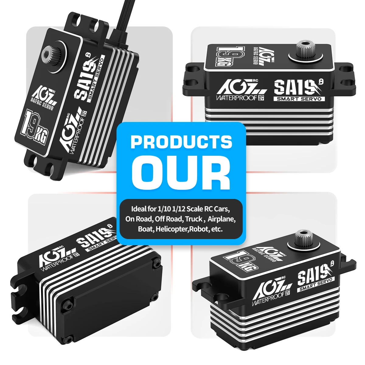 AGFRC SA19 19KG High Torque 0.073Sec Fast Speed 2S Low Profile Programmable Brushles Smart Servo Winch For 1/10 1/12 RC Cars