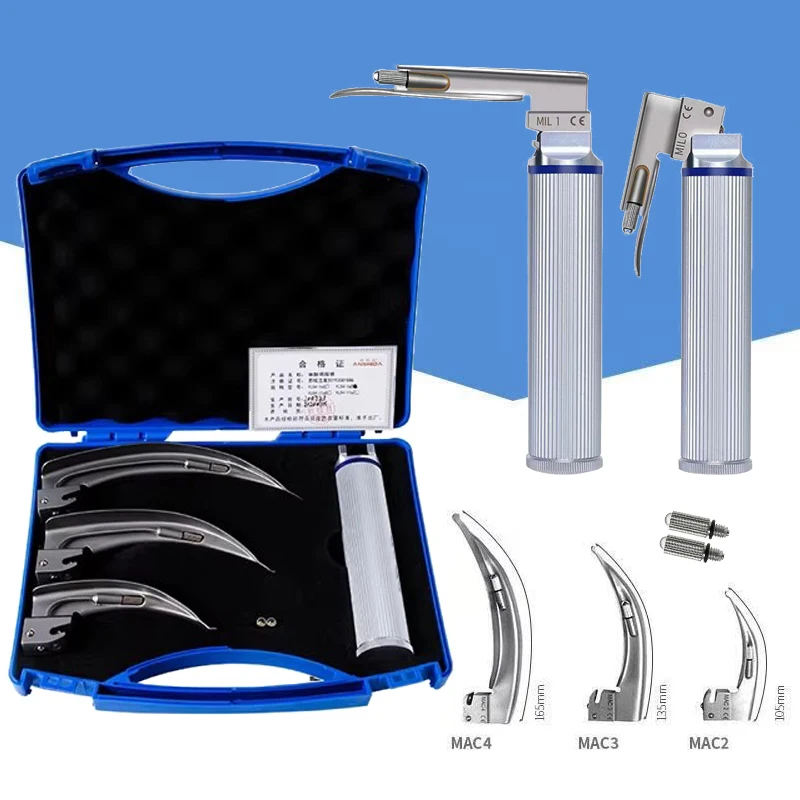 Medical Adult Anesthesia Laringoscopio Mirror LED Tracheal Intubation Stainless Direct Laryngoscope Throat Detection Tool B2