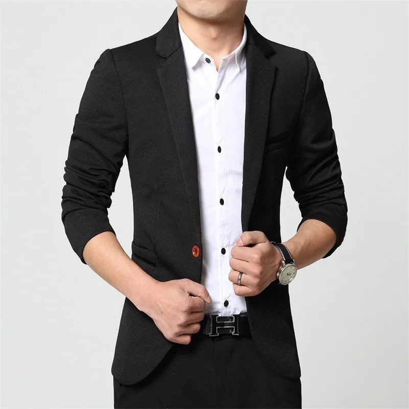 2024 Men Slim fit New Fashion Blazer Suit Jacket Black Blue Red Plus size L to 5XL Male Blazers Mens Coat Wedding Dress