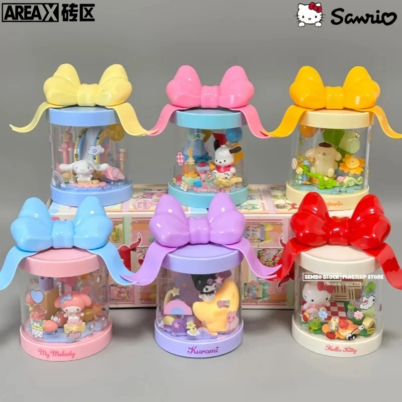 AREAX Sanrio Family Hello Kitty Assembled Building Blocks Sweet Dream Gift Box Toy Model Kuromi My Melody Decoration Gift