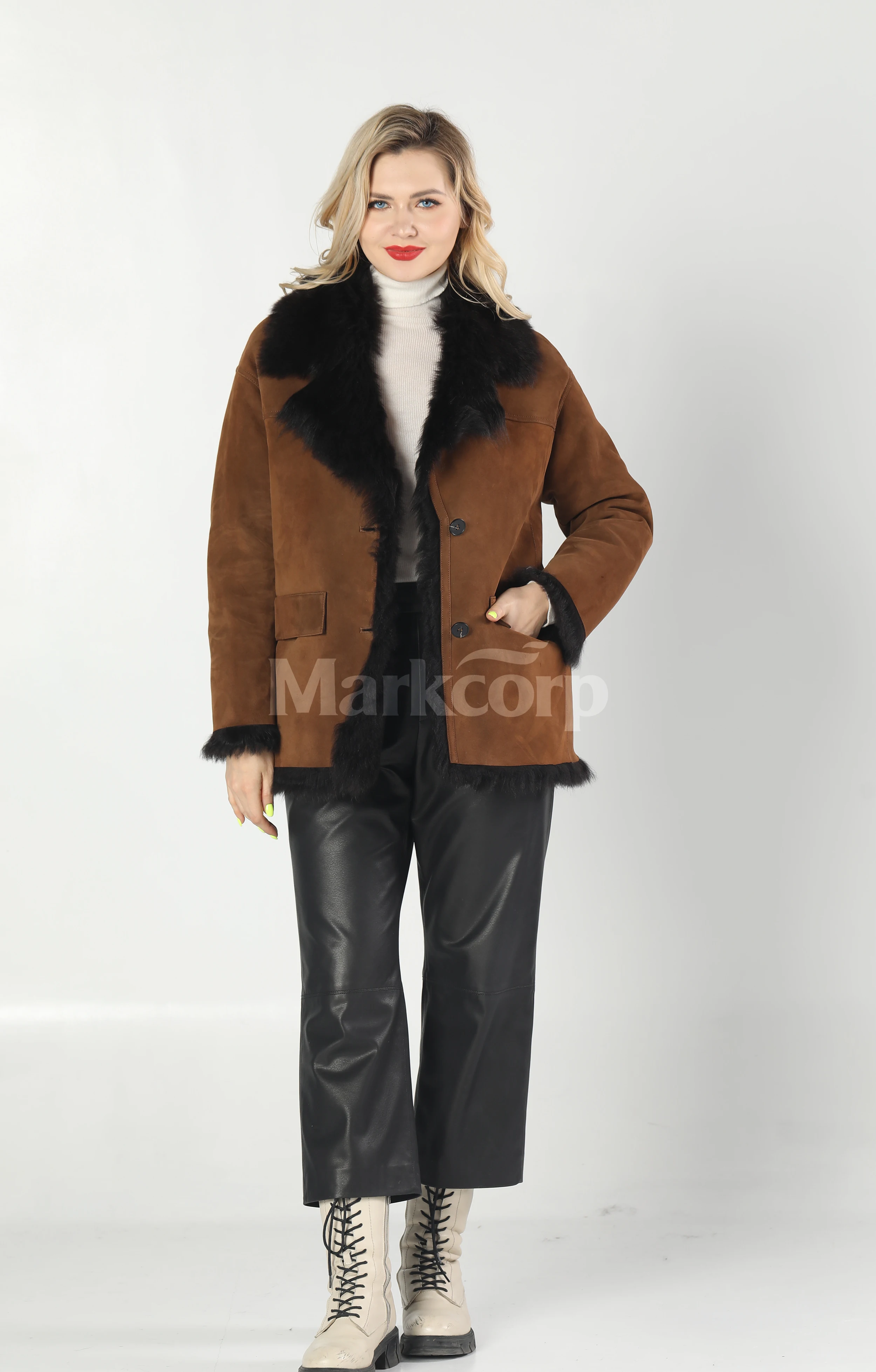 【Markcorp】Modisches Vintage-Pelz aus echtem Schafsleder