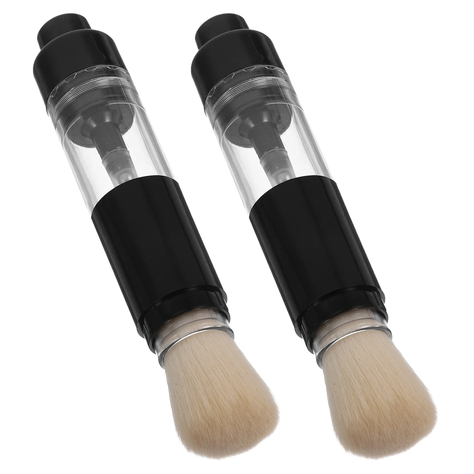 2 Pcs Press-type Makeup Brush Portable Powder Buttons for Reusable Travel Multifunction Refillable