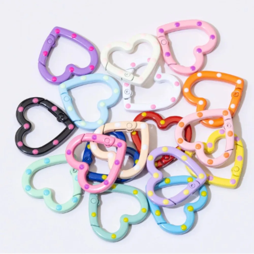 

JXWANCF Metal Heart Spring Clasp Openable Love Shaped Carabiner Keychain Clips Hook Jewelry Buckles Connector Lobster Clasp