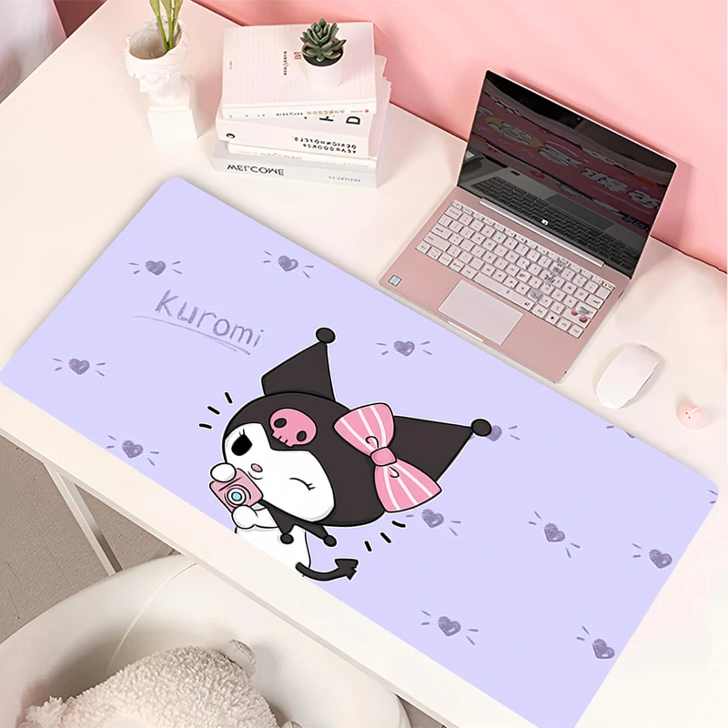 

Cute Keyboard Desk Mat Laptop Office Rubber Kuromi Kawaii Mousepad Pc Gamer Cabinet Carpet Large Mouse Mats Extended Table Pads