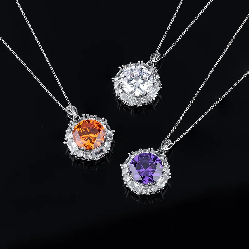 

ML-HR Moissanite Style Simulated coloured gemstone large carat pendant women fashion luxury set high carbon diamonds