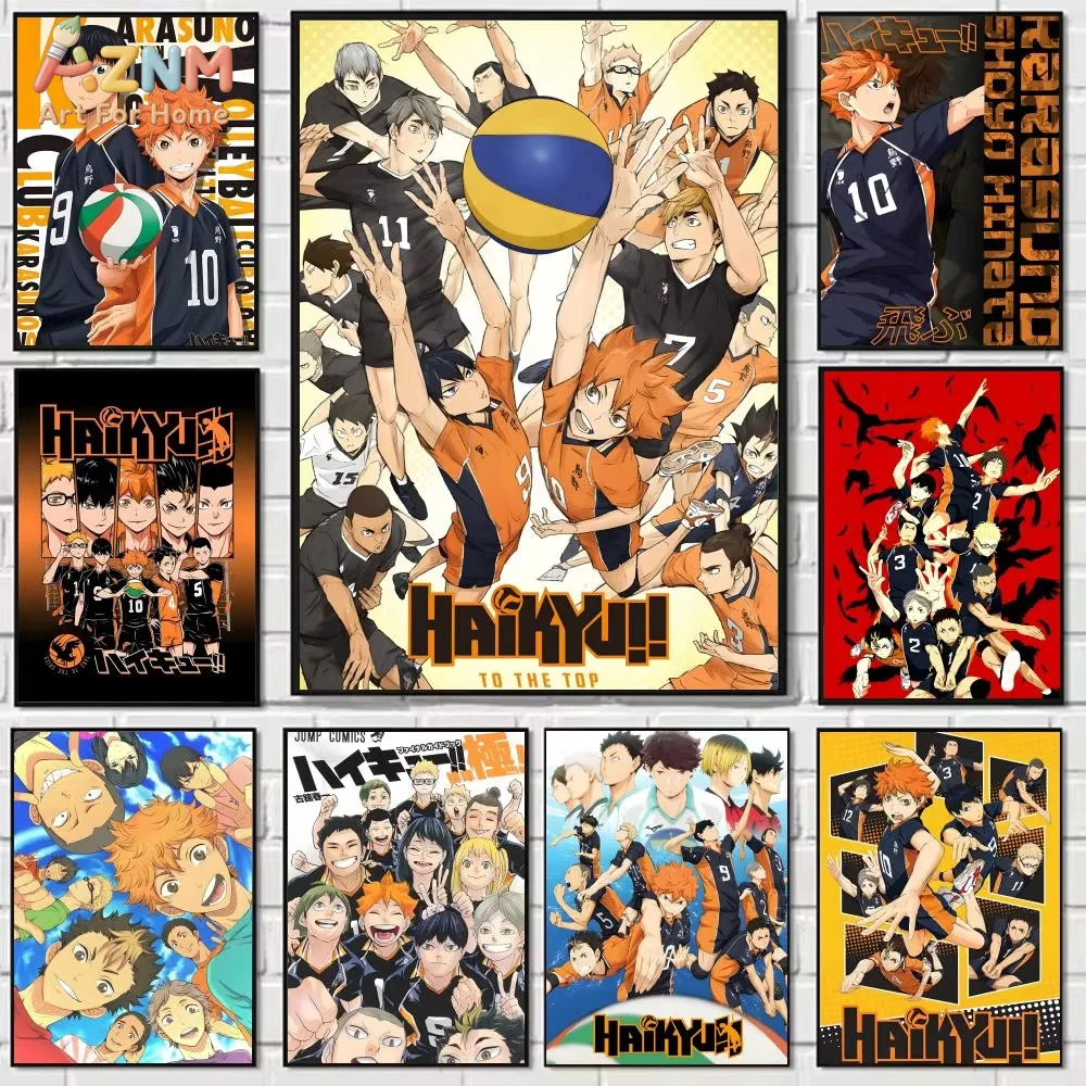 1 Stück, H-Haikyuu Anime-Volleyball-Poster, moderner, wasserfester HD-Wandkunst-Aufkleber, selbstklebende ästhetische Dekoration für Zuhause, Wohnzimmer