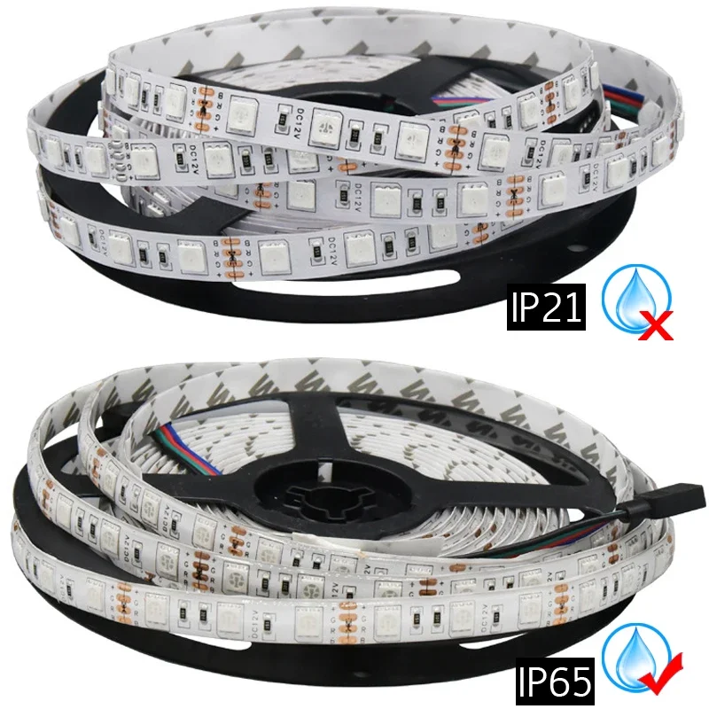 شريط إضاءة LED 12 فولت 5 متر SMD 5050 300 المصابيح بكسل ديود الشريط RGB الأبيض IP65 LED الشريط أضواء مرنة