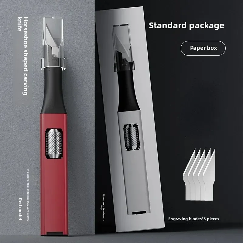 Pen Shape Aluminum Handle Carving Knife Interchangeable Blades Woodworking Art Tool for Horseshoe Engraving Craft Sculpting Kit