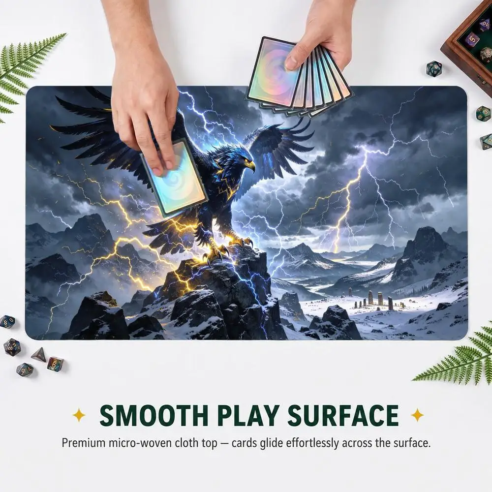 Thunder Lightning Eagle Snow Mountain Game Playmat Non-Slip Rubber Large Desk Pad TTRPG Tabletop Card Game Mouse Pad Gift