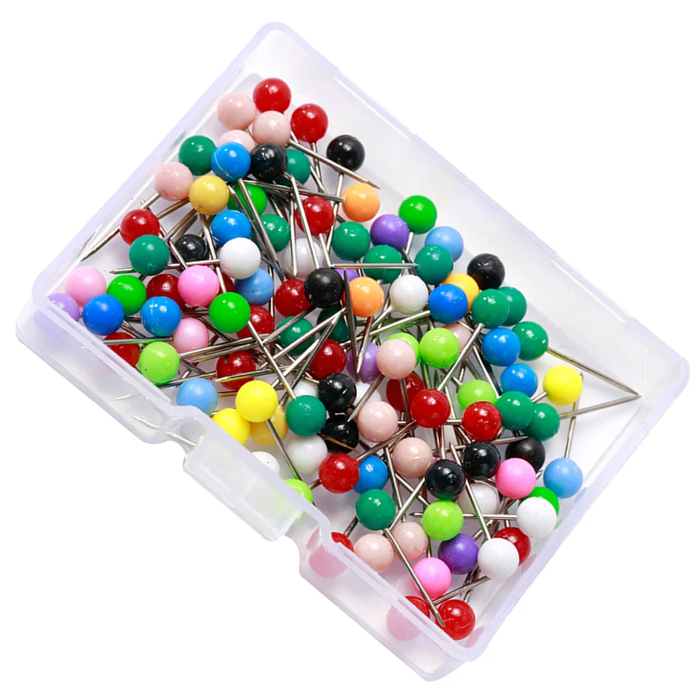 100 pz/scatola 4MM Set Da Cucire FAI DA TE Colorato di Plastica Perla Sfera Testa Dritto Accessori di Abbigliamento Ago per la Decorazione Artigianale Dressma