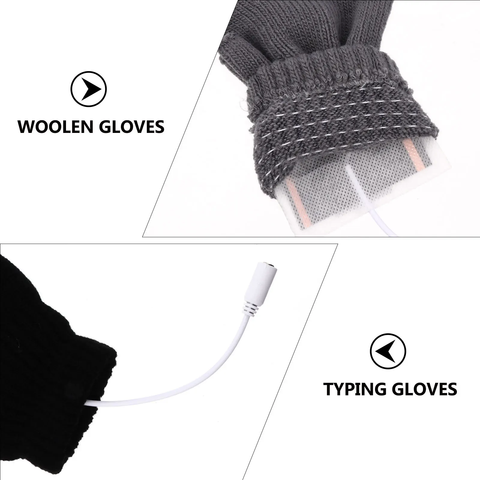 

2Pairs USB Heated Gloves Woolen Winter Thermal Half Finger Foldable Cover Warm Gloves for Typing Gaming Outdoor Indoor Work
