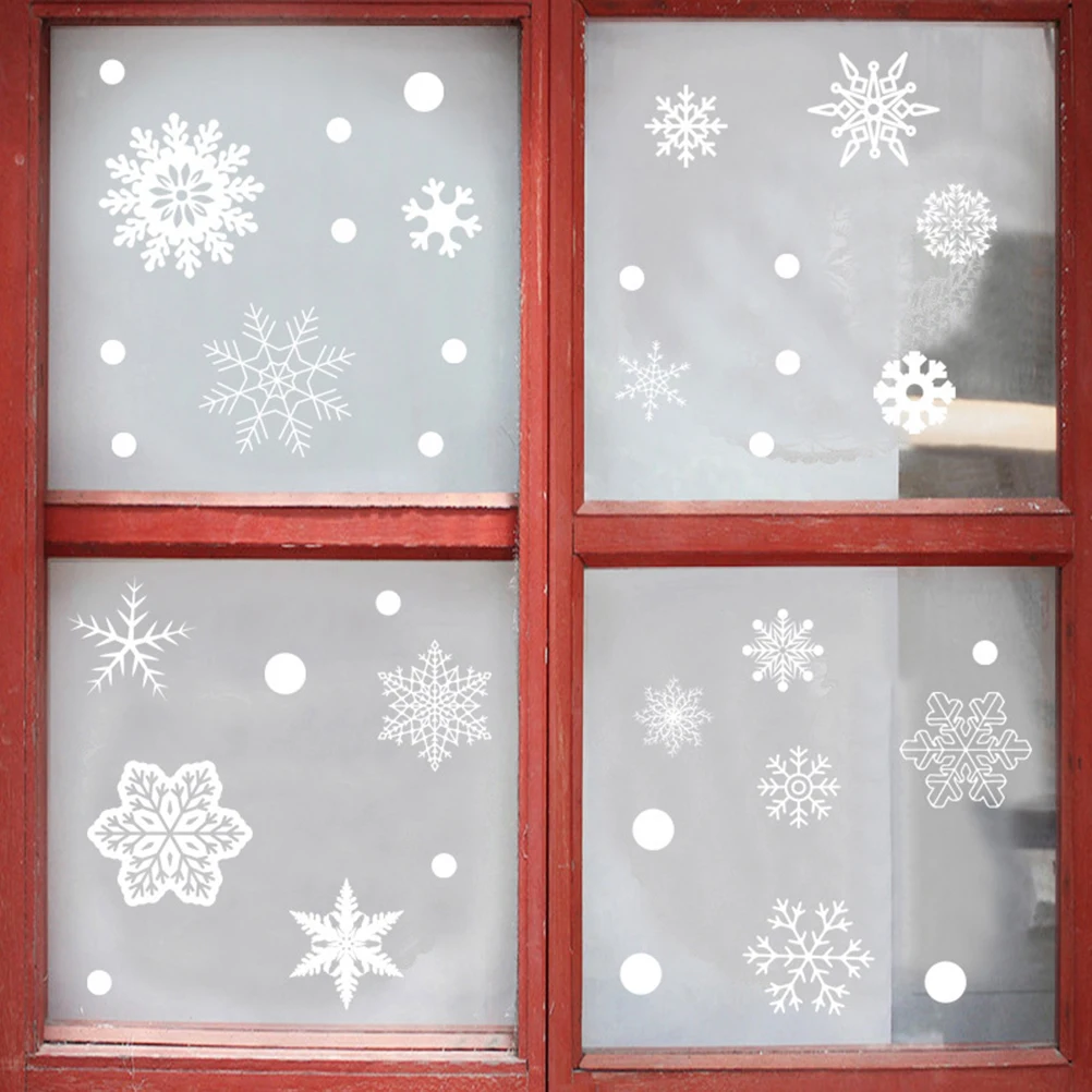 37Pcs Glitter Christmas Snowflake Stickers PVC Translucent Window Glass Film DIY Xmas Static Decals