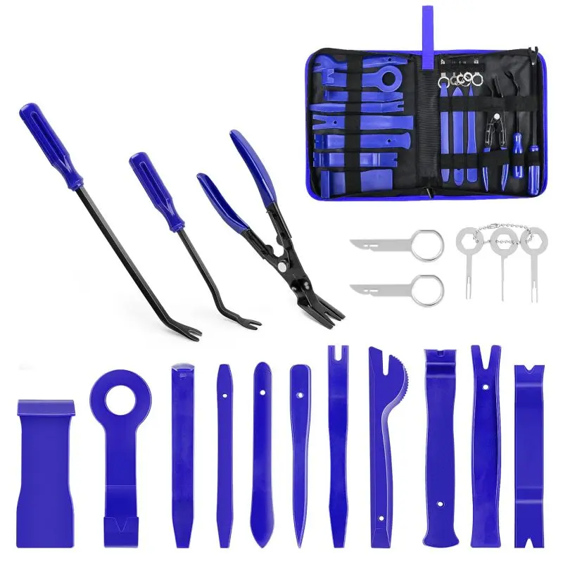 19Pcs Trim Removal Tool  Nylon Car Panel Door Audio Trim Removal Tool Kit Auto Clip Pliers Fastener Remover Pry Tool Set