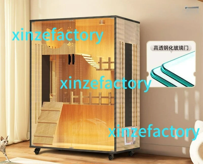 

Customizable Cat Villa Wooden Large Space Multi-layer Cage Cat House Home