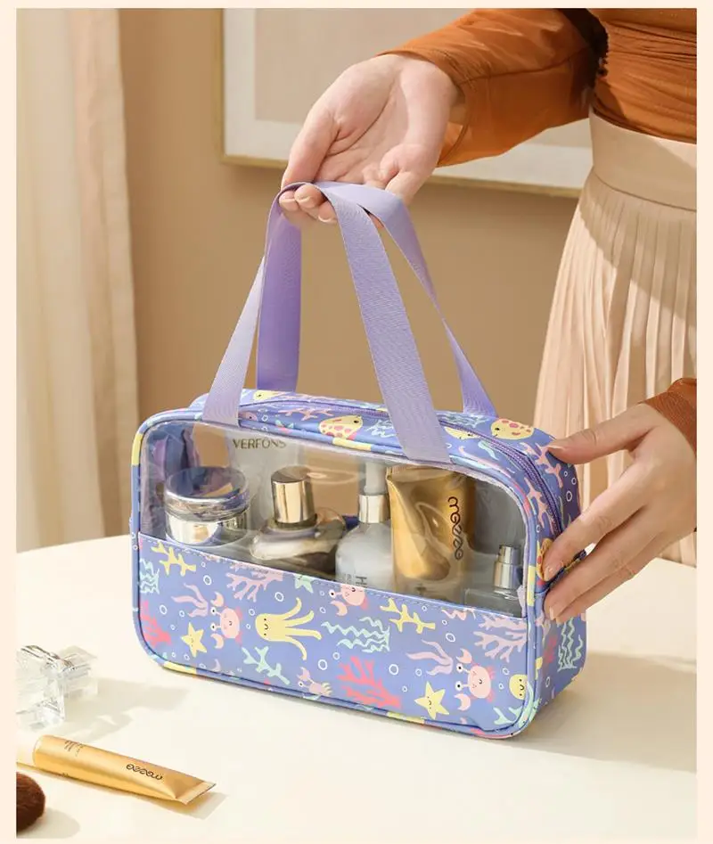 S/M/L Clear Cosmetic Bag Travel Washbag Fashion PVC Waterproof Large Capacity Daisy Makekup Pouch Travel Makeup Toiletry Storage