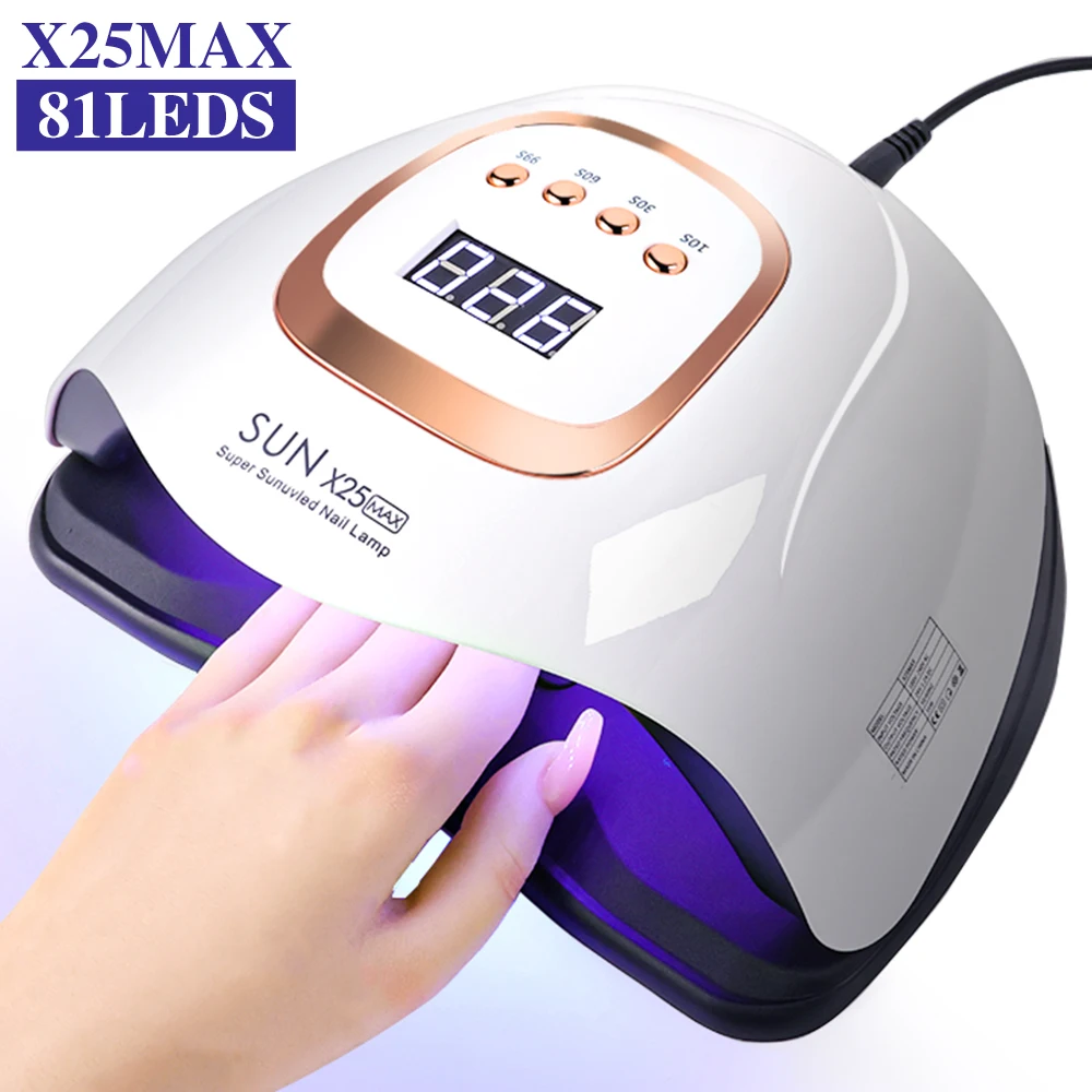 Lâmpada uv profissional para unhas, 81 contas de lâmpada led, secador de unhas com 4 temporizadores e sensor automático, lâmpada de cura de esmalte em gel