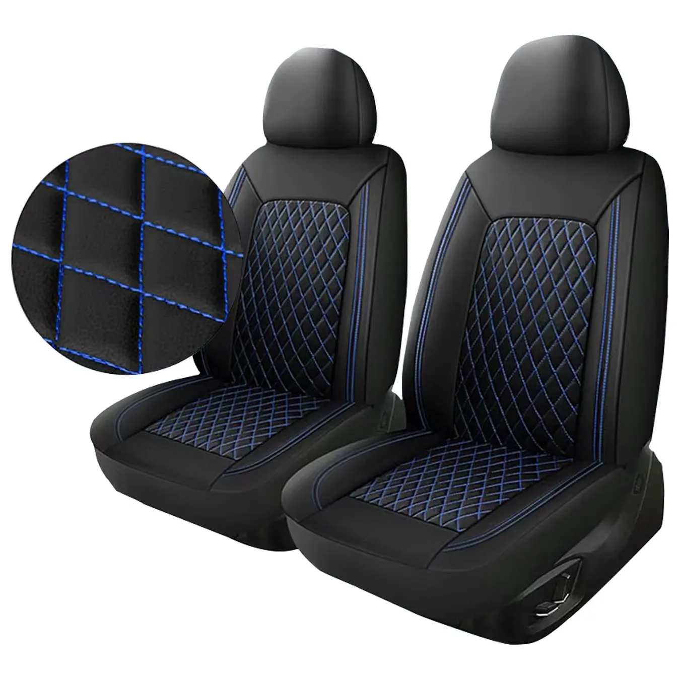 All-Season Quilted Faux Leather Car Seat Covers Universal Fit Most Cars image 3