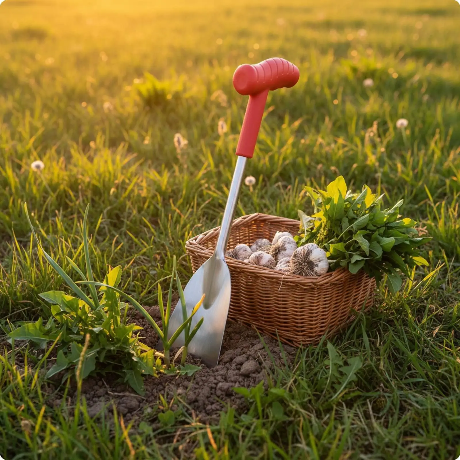 Garlic Digger Easy to Excavate Manganese Metal Garden Trowel Sharpen Digging Trowel for Outdoor, Farm