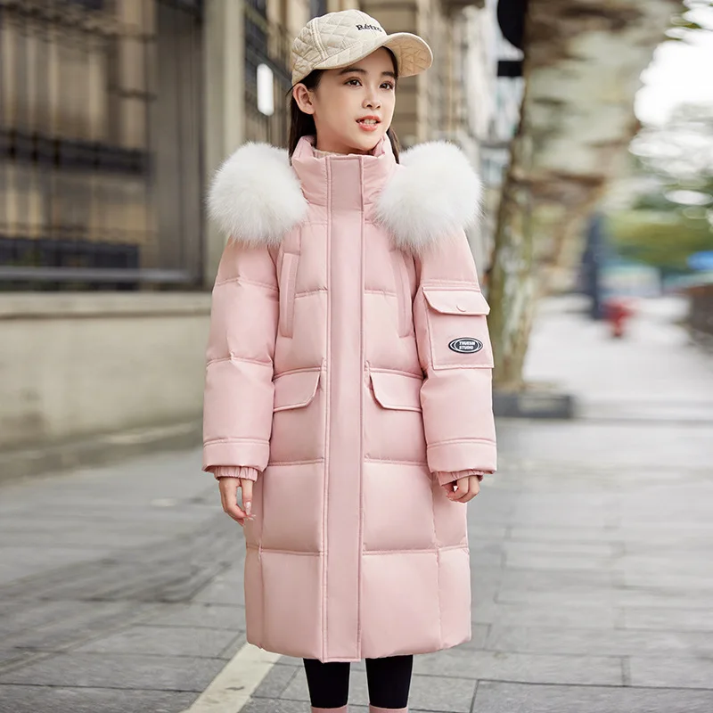 

OLEKID 2025 зимний пуховик для девочек с капюшоном, толстая теплая длинная куртка для девочек-подростков 5-12 лет, детская парка, верхняя одежда для девочек, пальто