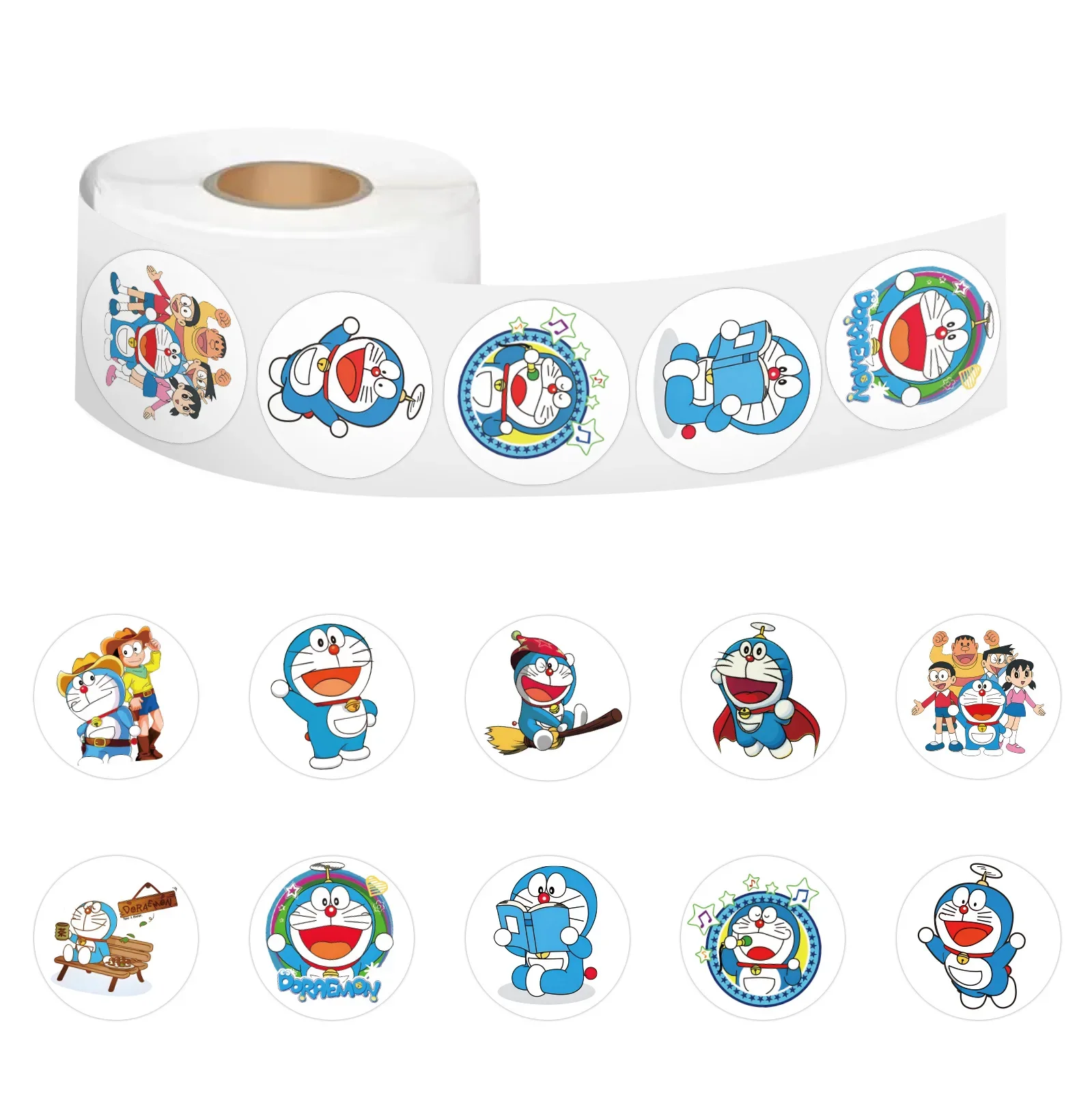 500 pz/rotolo Doraemon Anime Adesivi di Tenuta Divertente Animazione Del Fumetto Della Decalcomania FAI DA TE Bagagli Telefono Chitarra Scrapbook Classici Giocattoli Per Bambini