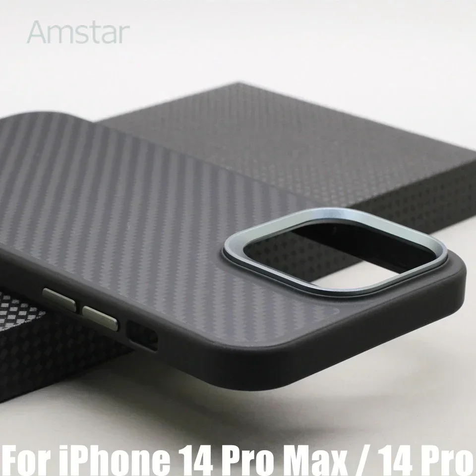 Amstar Magnetic Carbon Fiber Case for iPhone 16 15 14 Pro Max Support Magsafe Charges TPU Soft Frame Aramid Fiber Magnetic Cover