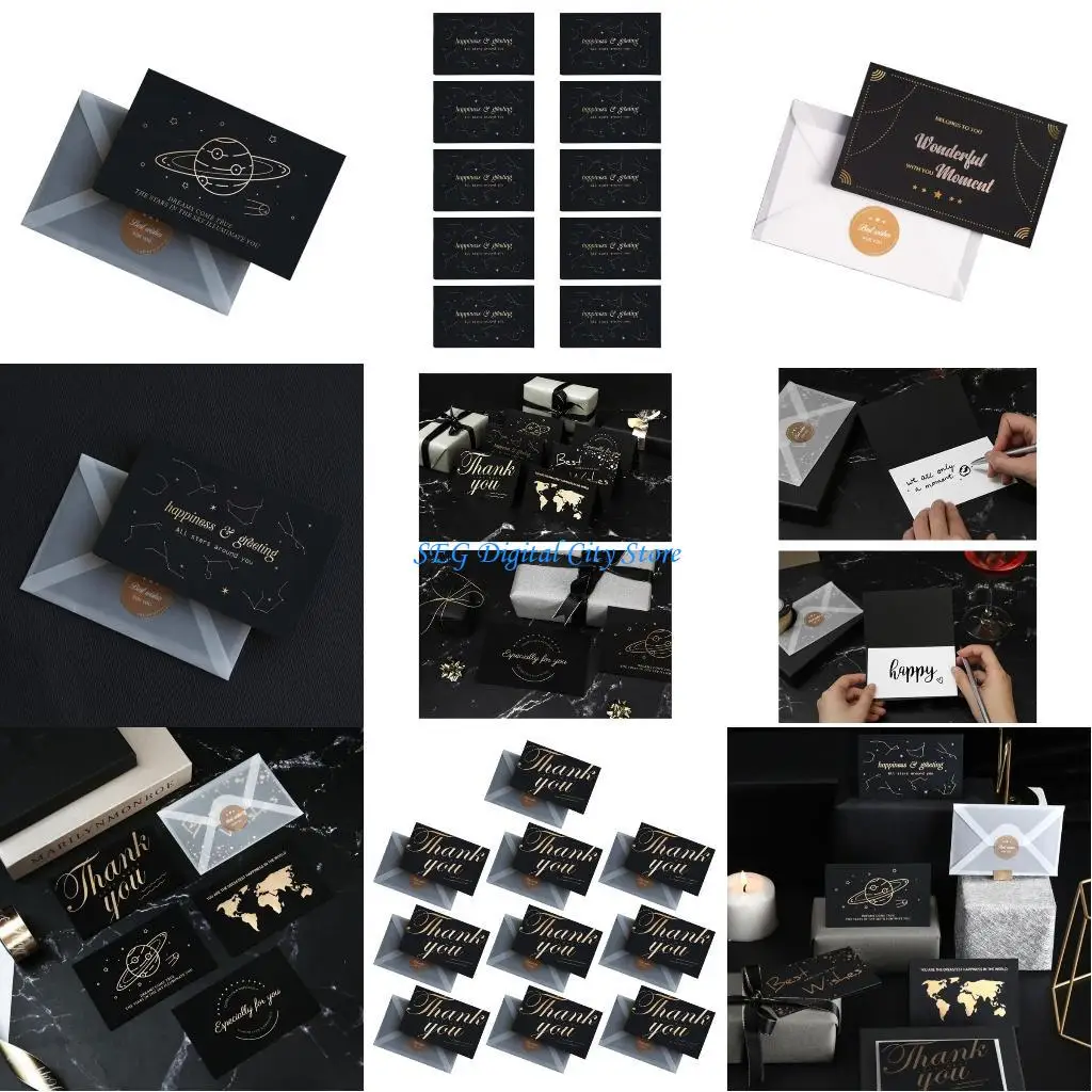 

U75B 10 шт./компл. Благодарственные открытки. Деловые поздравительные открытки с конвертами для бизнеса.