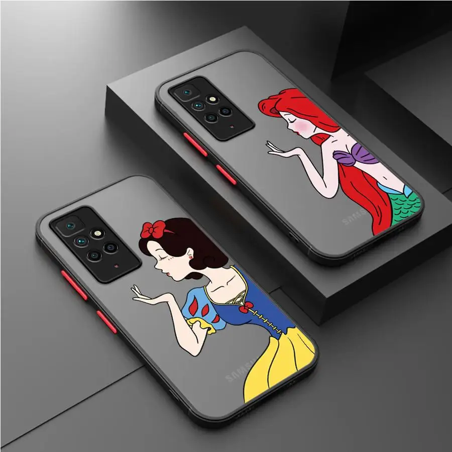 Cartoon Disney Princess Matte Case For Xiaomi Redmi Note 11 13 Pro Plus 10 12 9S 12S 12C 9 8 K40 10C A1 8T 13C Phone Cover Shell