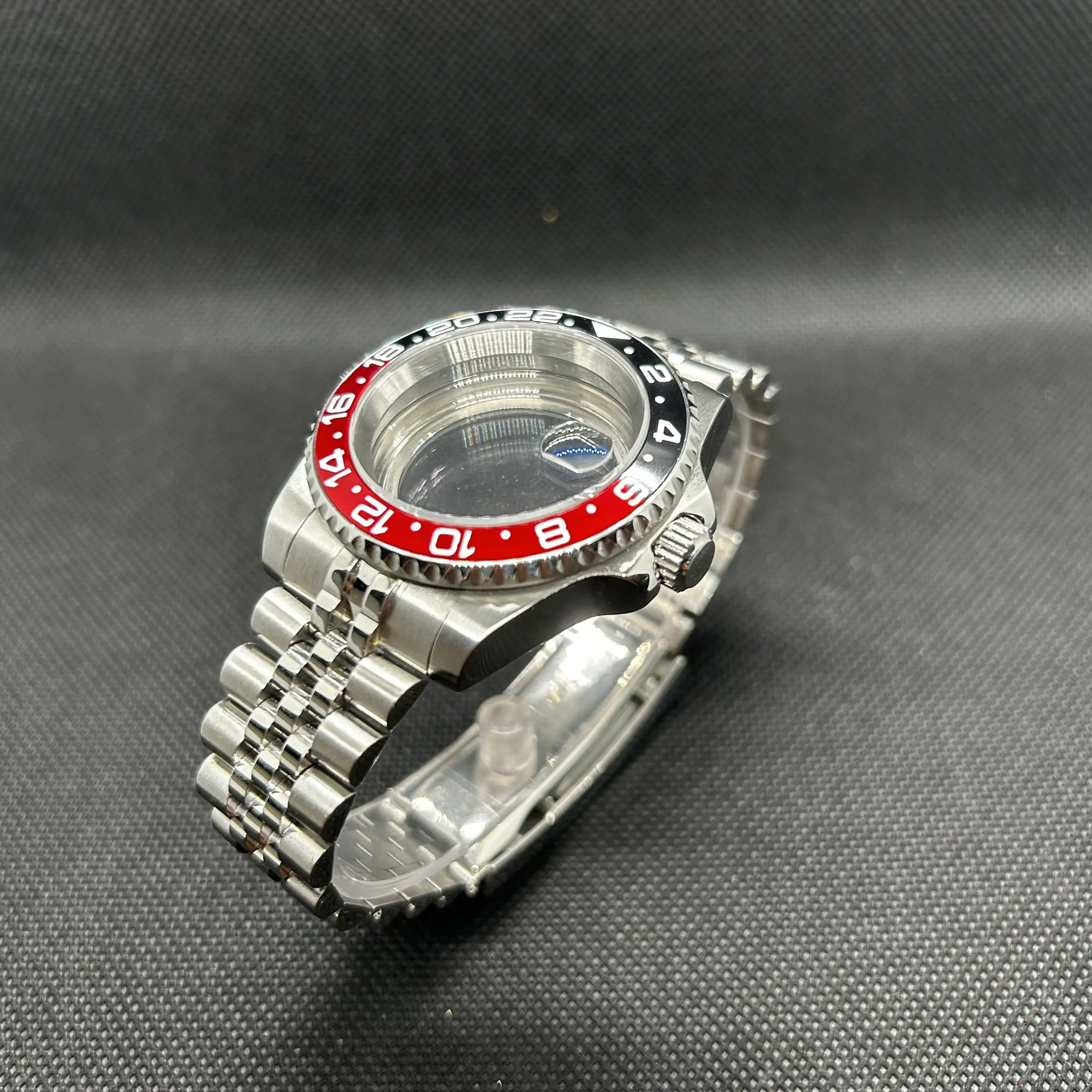 For NH34/35/36/38/70 Movements New 40mm Sapphire Stainless Steel Case+Watch Strap Watch Accessories GMT Threaded Crown