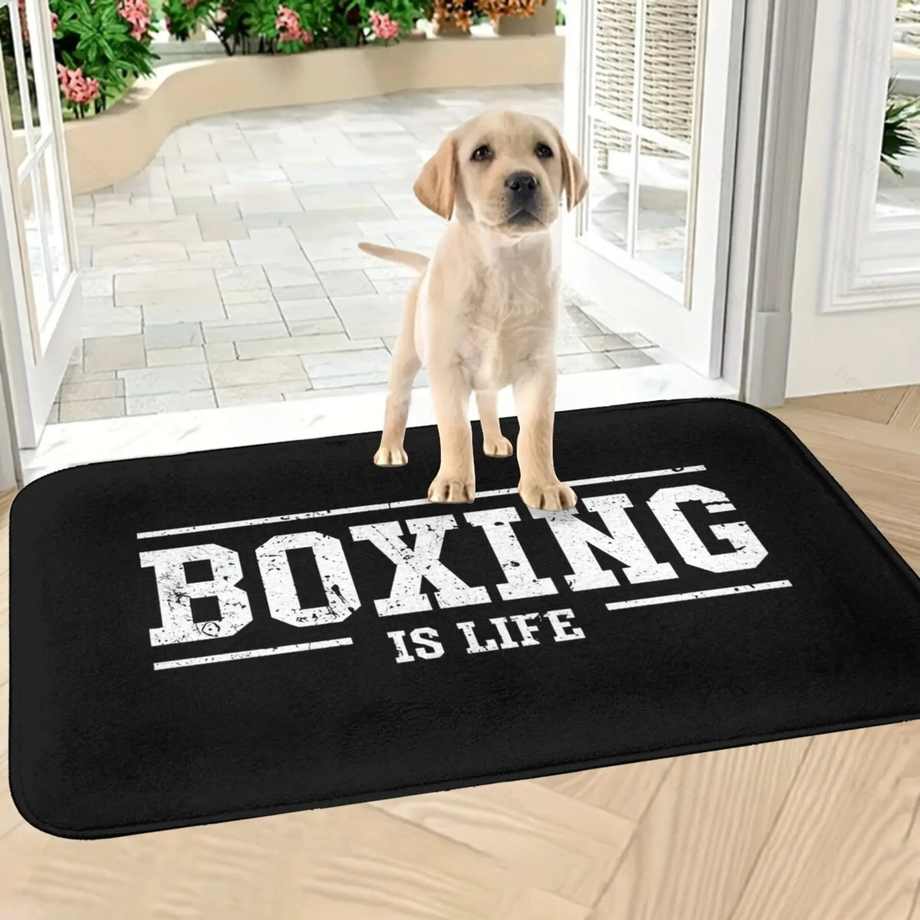 1pc Bathroom Mat Boxing Is Life Doormat Flannel Carpet Outdoor Rug Home Decor Christmas decor Xmas