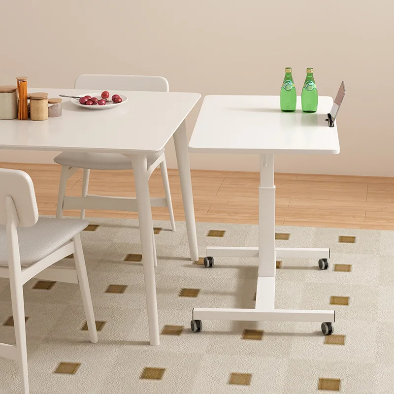 Movable bedside computer desk, simple hand-cranked lifting small table, sofa side home office writing table