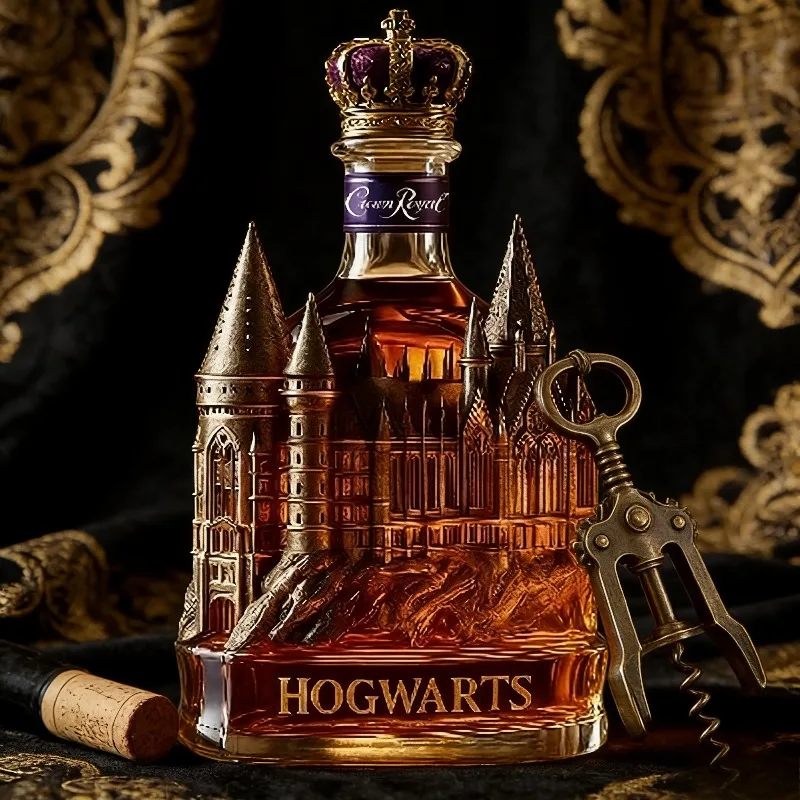 Decantador de Whisky con Diseño de Castillo Medieval, Garrafa de Vino de Cristal con Corona en Relieve 3D, Artículos de Bar de Lujo para el Hogar