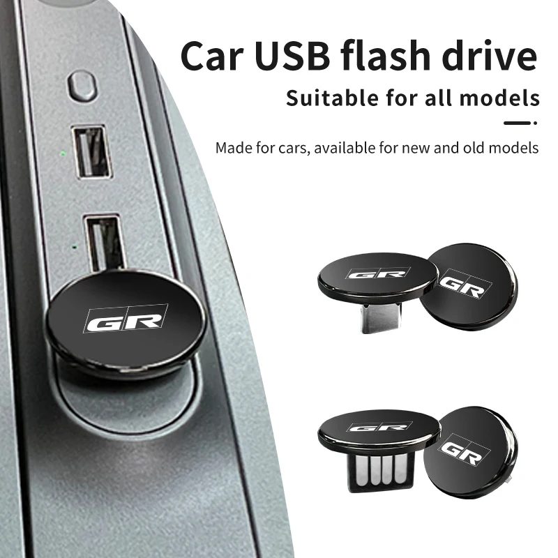 Car Logo U Disk Flash Drive Type C USB Storage Memory Accessories For Toyota GR GAZOO RACING Prado Yaris Cruiser Avensis Auris