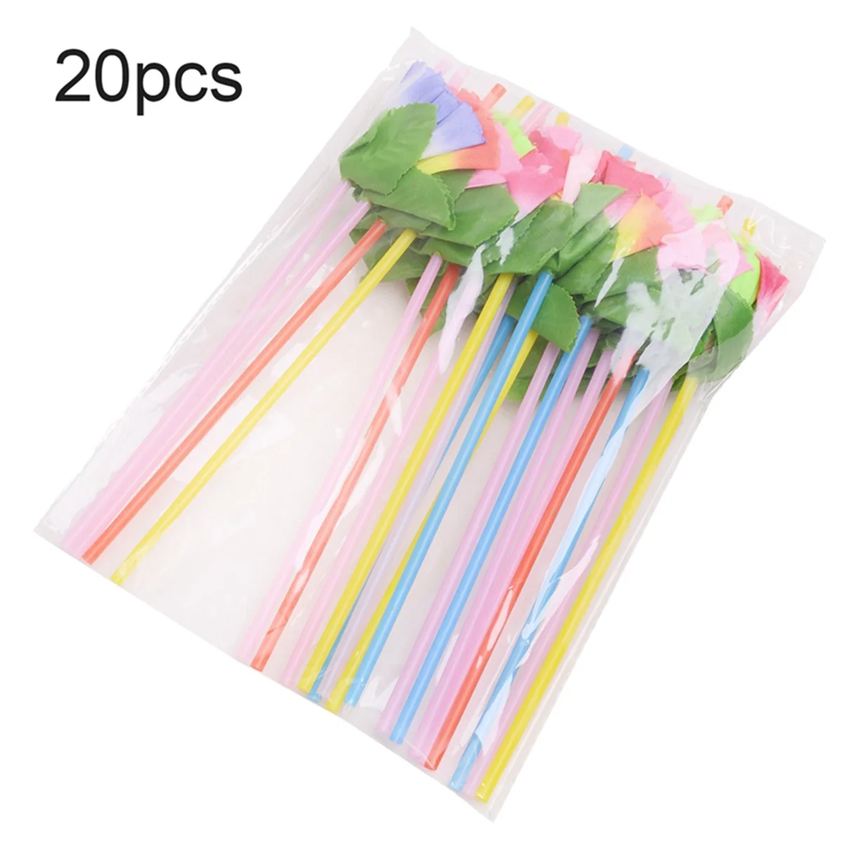 20Pcs Flower Drinking Straws for Hawaiian Theme Party Beach Tropical Birthday Wedding Party Decoration