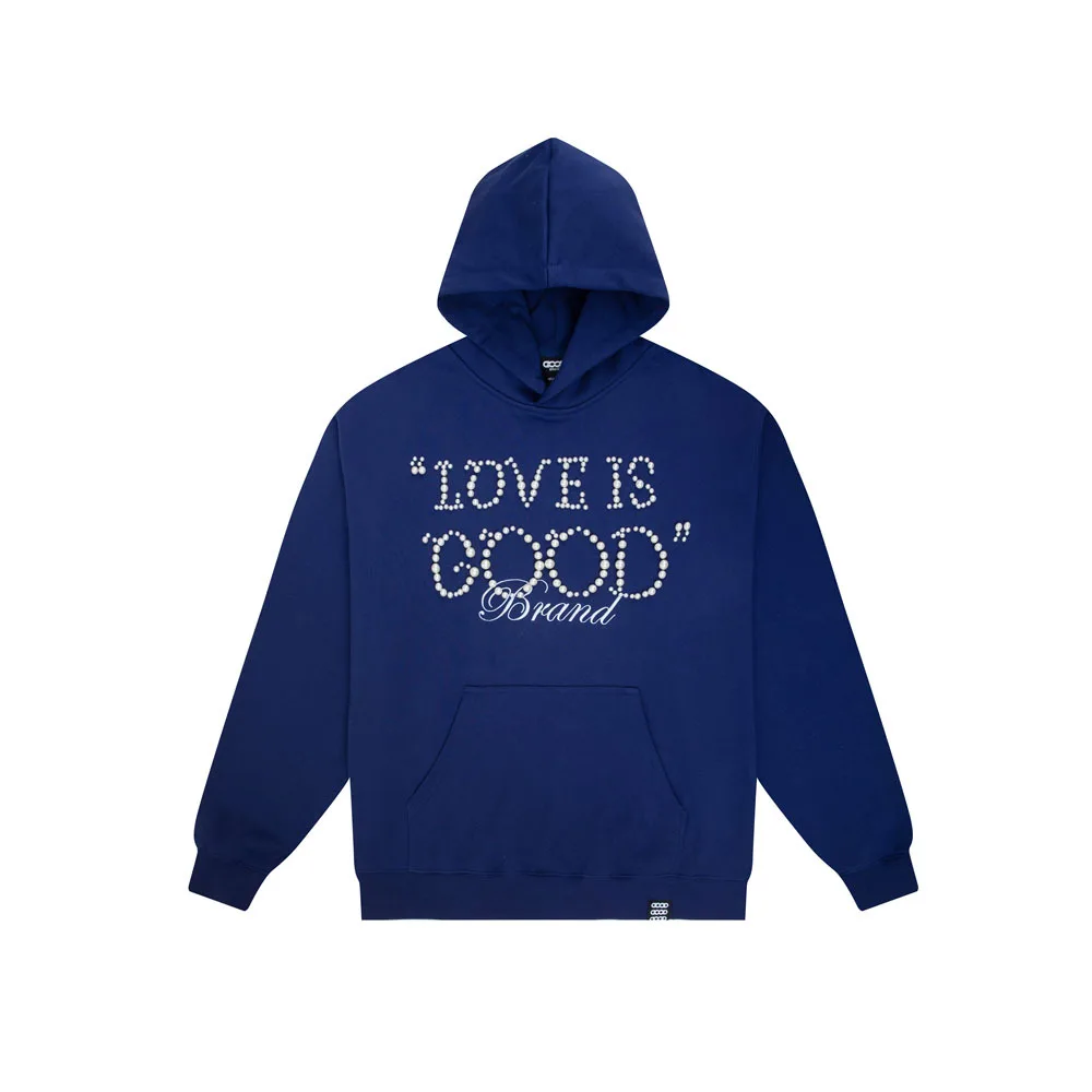 

High-Quality Goodbrand Fashion LOVE IS GOOD Pearl-Studded Letter Hoodie for Men and Women