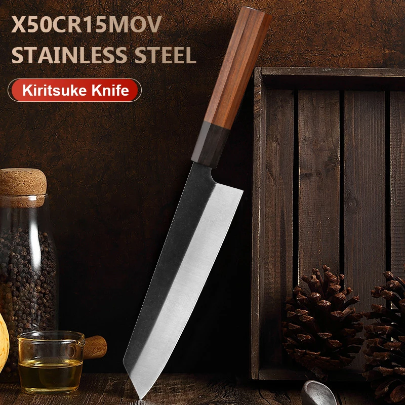 

8"Japanese Kitchen Knife sharp Kiritsuke Knife Sharp Blade Salmon Tool New Gift t Cooking Tools Solidified Octagon Handle