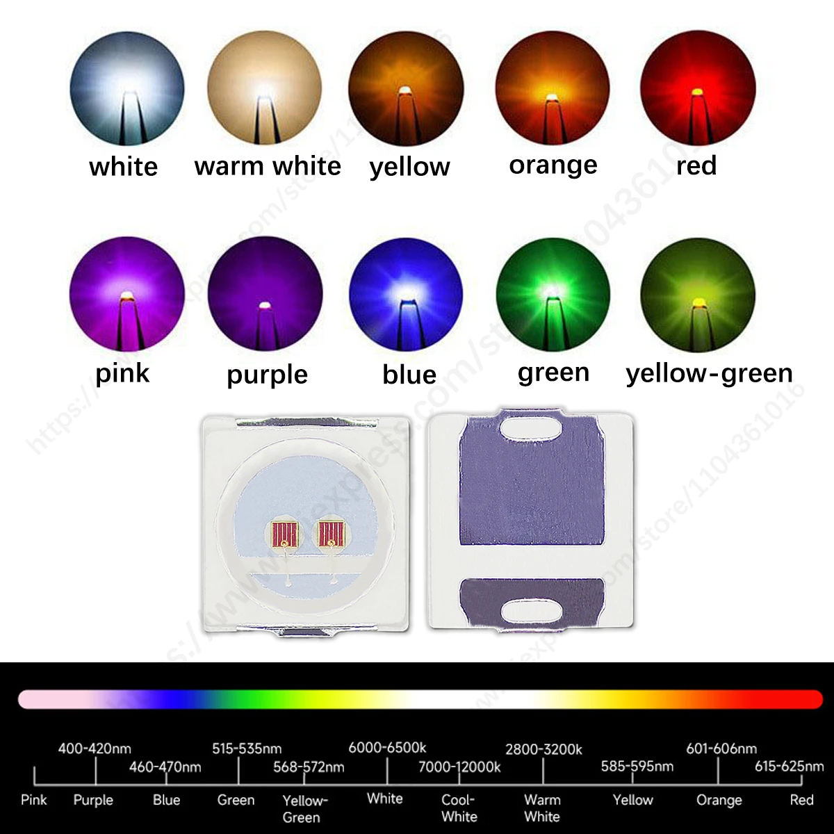 Diode LED haute luminosité pour bricolage, perles LED SMD, multi-documents, rouge, bleu, blanc, jaune, vert, orange, violet, 1W, 3030