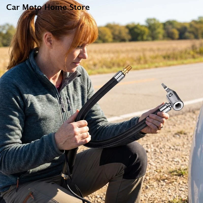 

【DM】Невыдувающий шланг-удлинитель для насоса для накачивания шин автомобилей, велосипедов, мотоциклов с адаптерами, сменный соединительный шланг